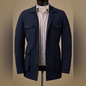 Spier & Mackay Navy Seersucker Field Jacket Small (36)